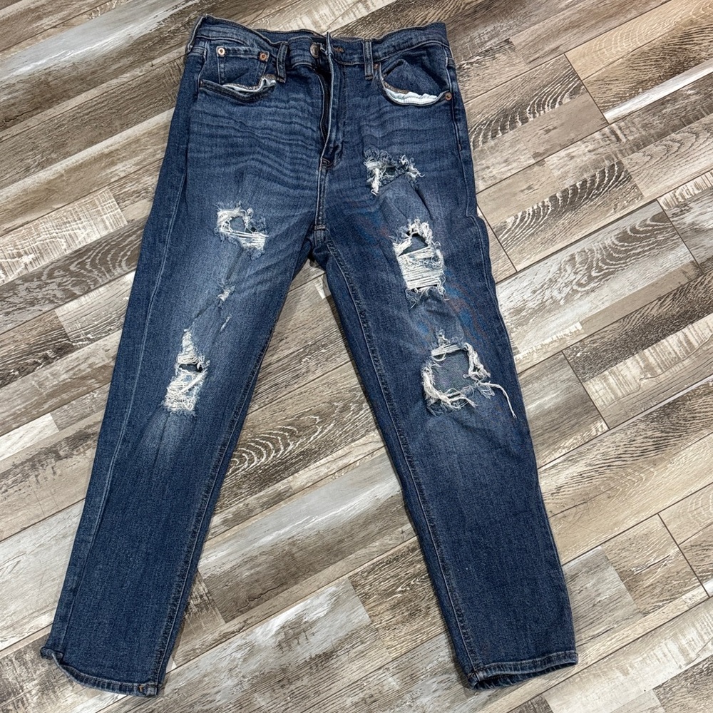 Aeropostale Stretch Mom Jeans in Classic Blue